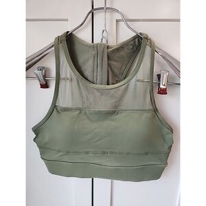 Zyia‎ Active Sports Bra Womens Sz S Green Mesh High Neck Athletic